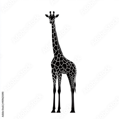 Schwarze Giraffe im minimalistischen Stil photo