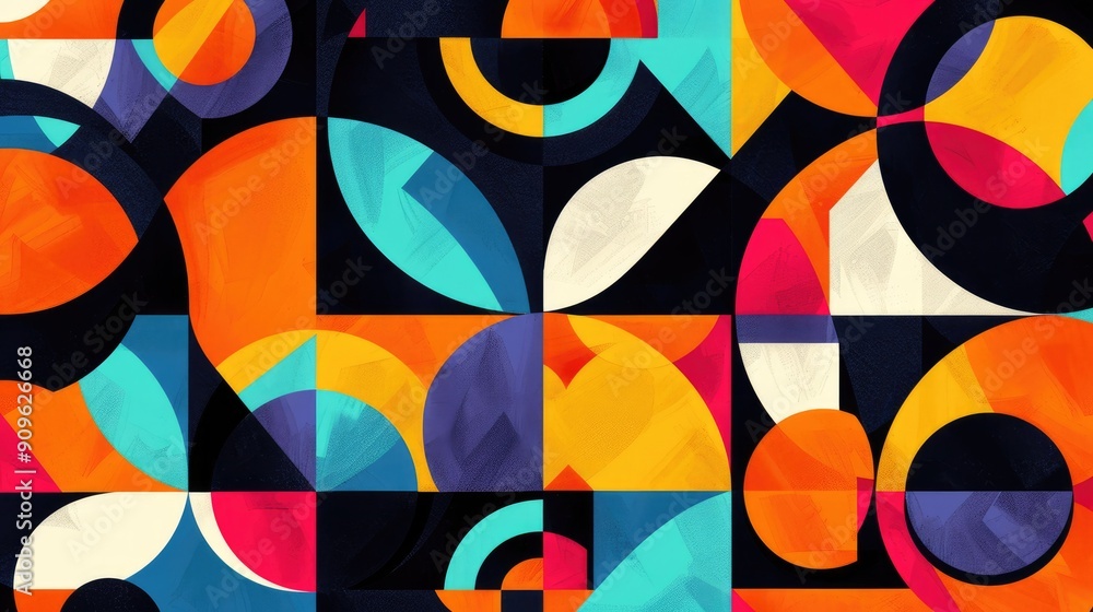 Vibrant geometric shapes overlapping in dynamic patterns Vibrant geometric shapes overlapping in dynamic patterns
