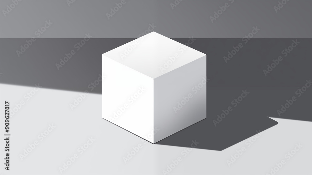 3D Render Illustration of a White Cube Casting Shadows on a Plain Grey Background. Generative AI 3D Render Illustration of a White Cube Casting Shadows on a Plain Grey Background. Generative AI