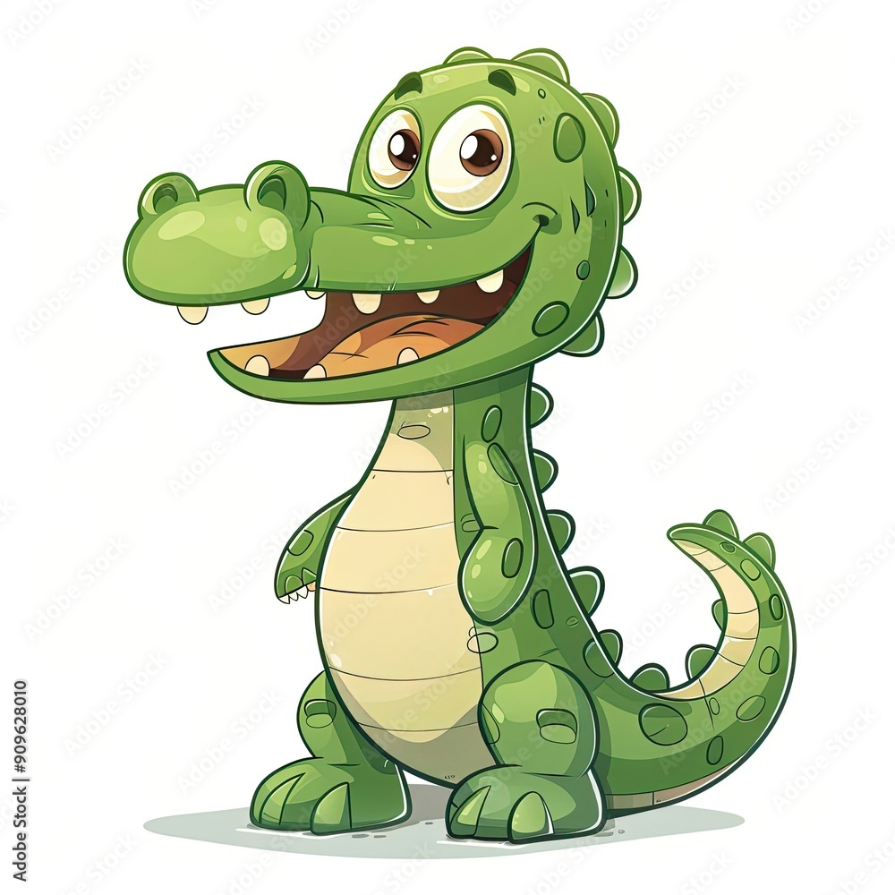 Fototapeta premium A Cartoon Crocodile with Big Eyes and a Big Grin