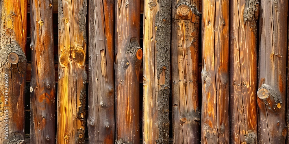 Timber barrier constructed from logs. Timber barrier constructed from logs.