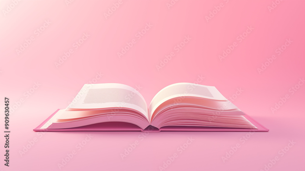 3D Render Minimalist Open Book with Clean Pages on Pastel Pink Background, Concept of Knowledge and Learning, Minimalistic Style. Generative AI 3D Render Minimalist Open Book with Clean Pages on Pastel Pink Background, Concept of Knowledge and Learning, Minimalistic Style. Generative AI