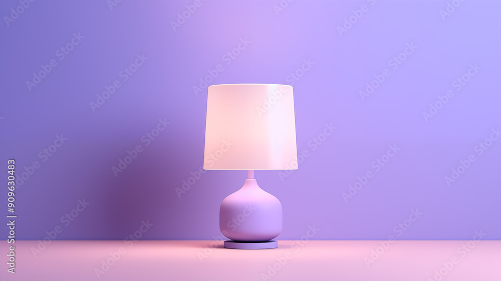 3D Render Table Lamp with Sleek Design on Pastel Lavender Background, Concept of Light and Elegance, Minimalistic Style. Generative AI 3D Render Table Lamp with Sleek Design on Pastel Lavender Background, Concept of Light and Elegance, Minimalistic Style. Generative AI
