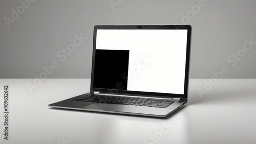 laptop with blank screen isloated