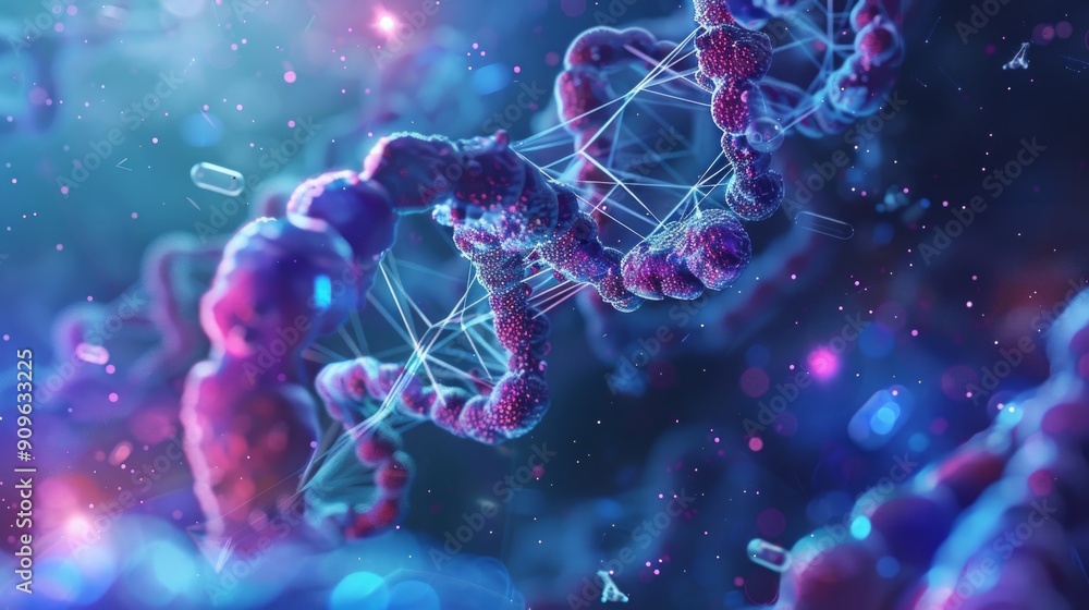 Abstract DNA Double Helix with Glowing Particles Abstract DNA Double Helix with Glowing Particles