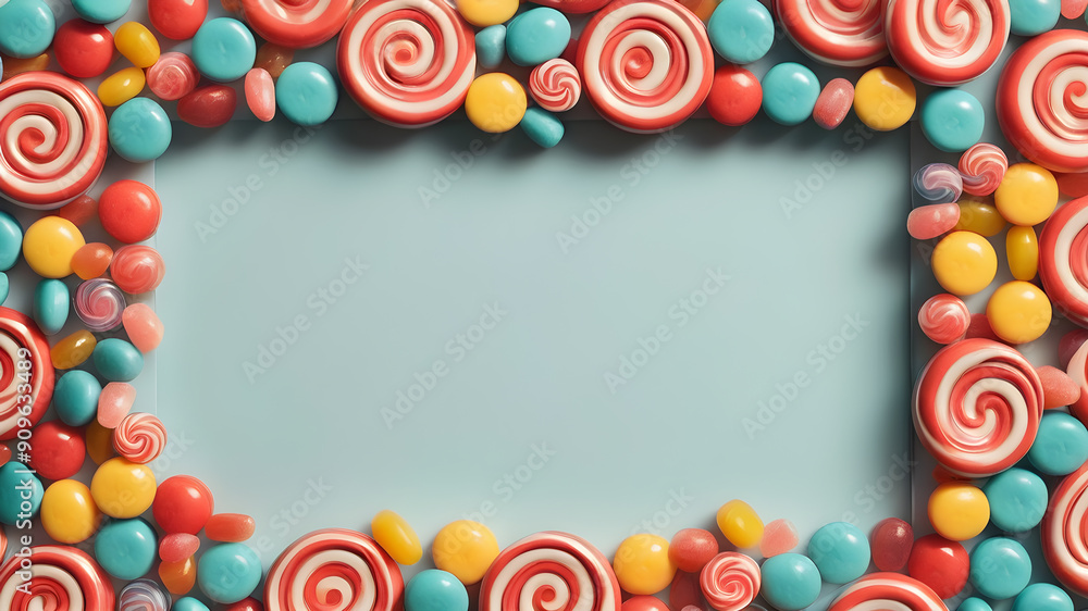 Frame made of sweets candy, space for text. Generative AI Frame made of sweets candy, space for text. Generative AI