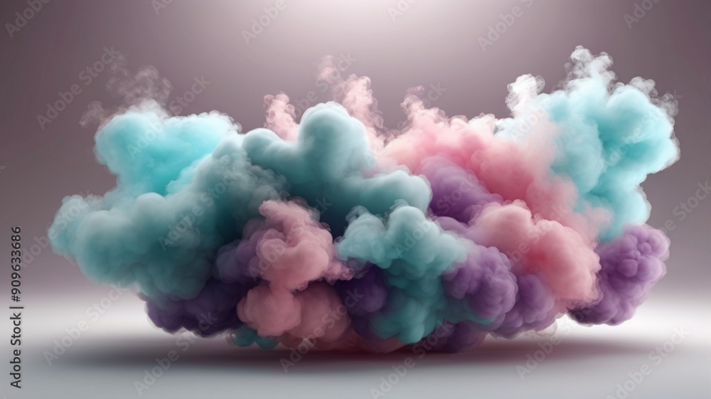Fototapeta premium pink party fog. Isolated blue, teal, purple , aqua smoke cloud or think cloud. 3D special effects fog clouds graphic for white background