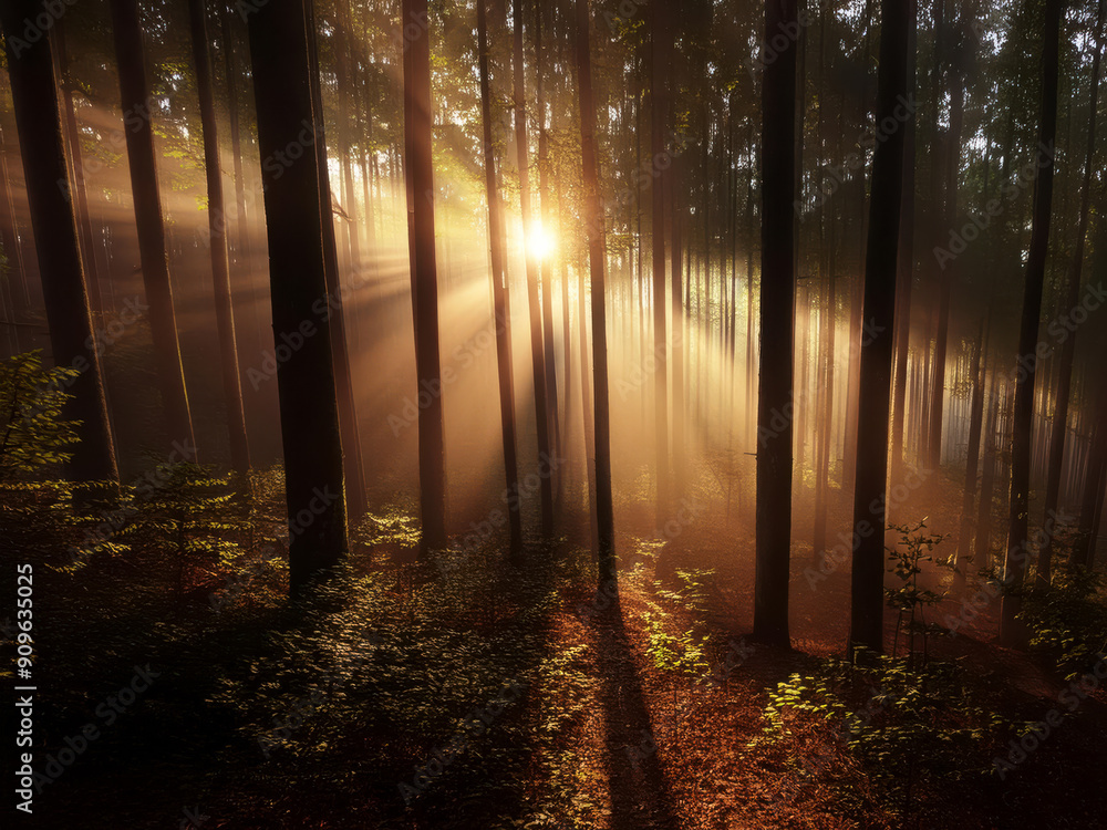 Fototapeta premium sun rays in the forest