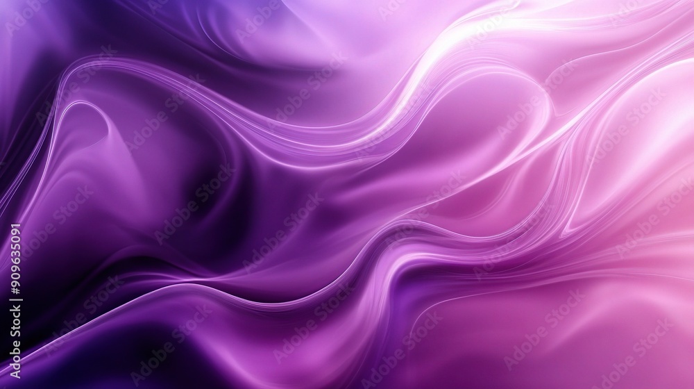 Obraz premium Abstract Purple Flow: A captivating abstract background with swirling, flowing waves of purple, pink, and white hues. 