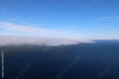 Huge wall of fog coming from the sea towards the North Cape-Nordkapp, Norway 