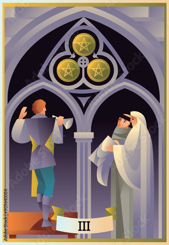 three of pentacles minor arcana tarot card