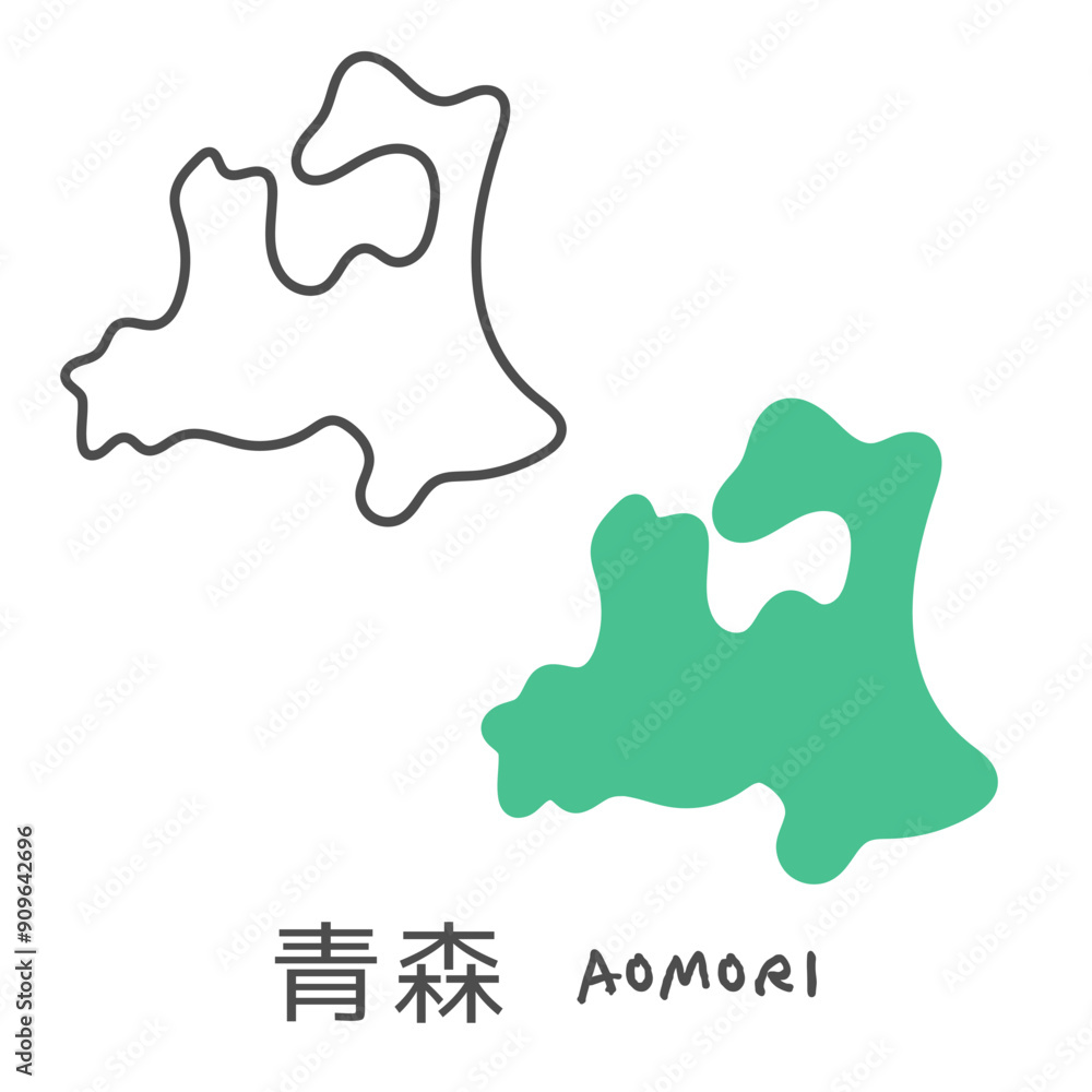 シンプルな日本の青森地図 イラスト シンプルな日本の青森地図 イラスト