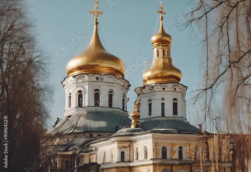 Pechersk photo vertical lavra sunny day Kiev Background Sky Summer Travel Gold City Building Green Architecture Old Skyline Urban Cityscape Drone Tourism Religion Christianity Religious Temple Cultur photo