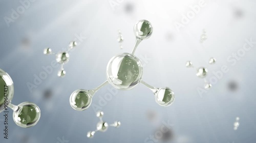 3D animation molecule macro atom cell Serum Liquid Cream ,Collagen Clear Crystal Premium Serum and Vitamin Skin Care, 