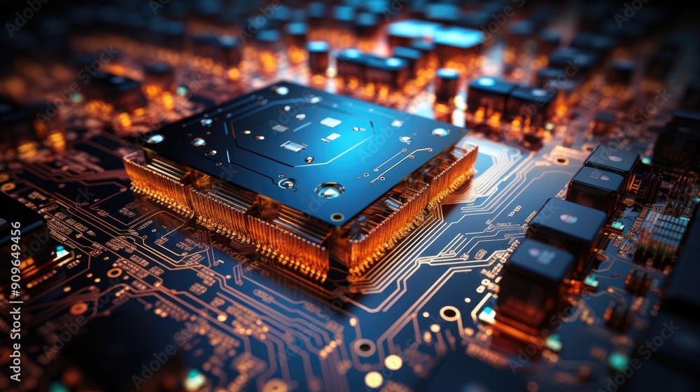 Abstract technology background of a quantum computing system with processors, Abstract technology background of a quantum computing system with processors,