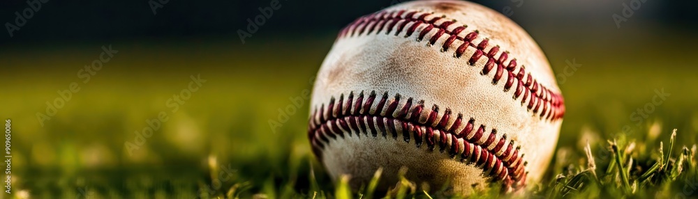 custom made wallpaper toronto digitalClose-up of Baseball on Fresh Green Grass with Copy Space, Deep Depth of Field