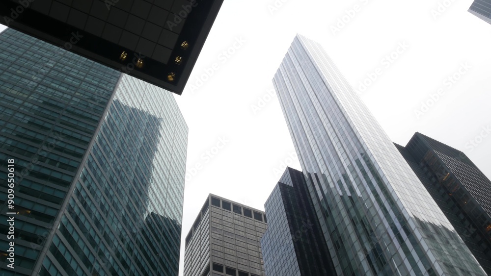 Obraz premium New York City Lower Manhattan, Downtown Financial District or Midtown business architecture, United States. High-rise skyscrapers, office buildings, USA. American urban street, real estate, realty.