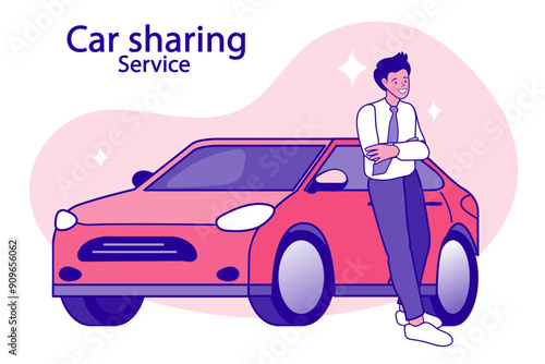 Online ordering taxi car, rent and sharing using service mobile application.