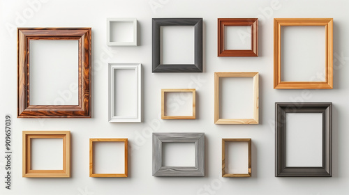 Set of varied modern frames isolated on white background