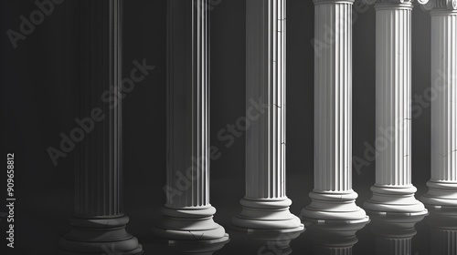 Simple and elegant depiction of Roman columns with minimalistic aesthetics