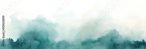 Abstract Watercolor Background with Teal and White Colors