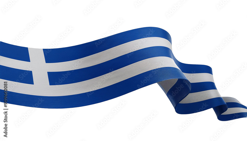 Fototapeta premium greek flag on wavy ribbon