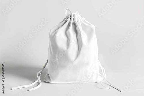 Minimal white Outdoor Drawstring Bag, mockup with generative ai