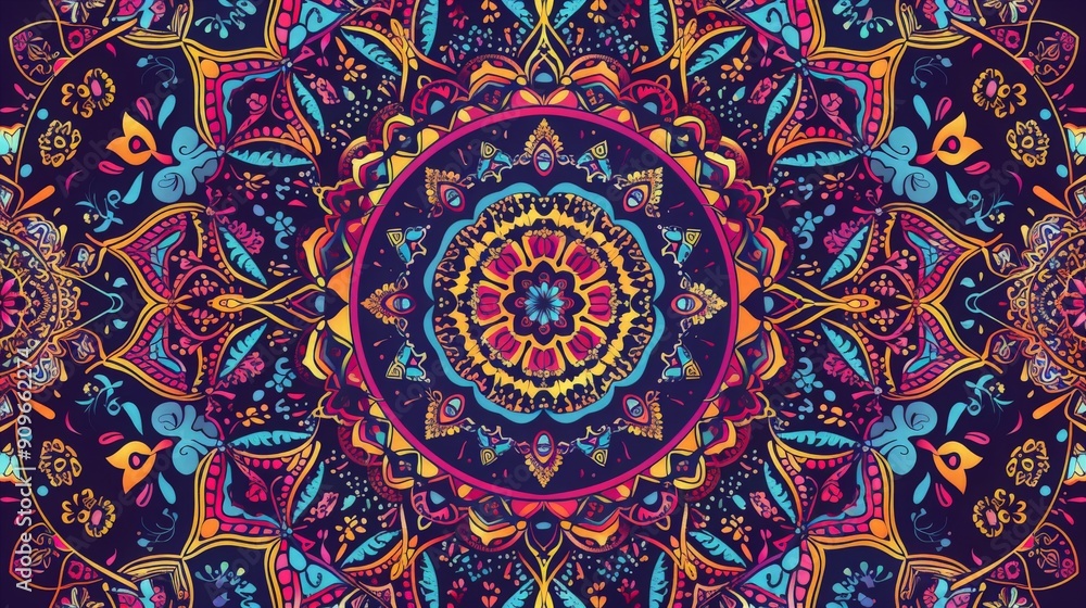 Abstract Mandala Design with Vibrant Colors. Abstract Mandala Design with Vibrant Colors.