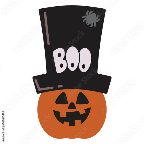 Halloween pumpkin face ornament vector cartoon illustration