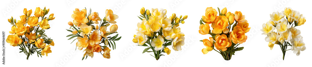 Set of freesia flowers. Cutouts isolated on a transparent background. Set of freesia flowers. Cutouts isolated on a transparent background.