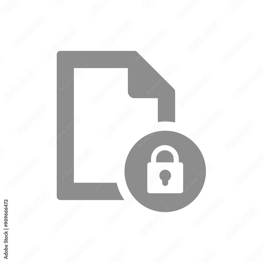 Locked document vector icon. Private data, document with padlock symbol. Locked document vector icon. Private data, document with padlock symbol.