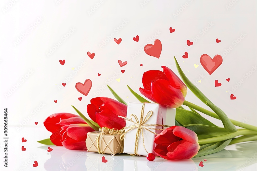 The arrangement of the flowers and the box creates a romantic The arrangement of the flowers and the box creates a romantic
