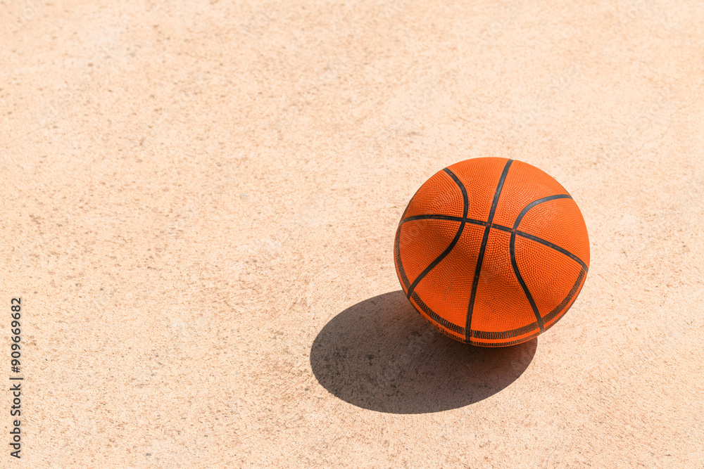Φωτογραφία Used basketball ball on concrete surface of outdoor court