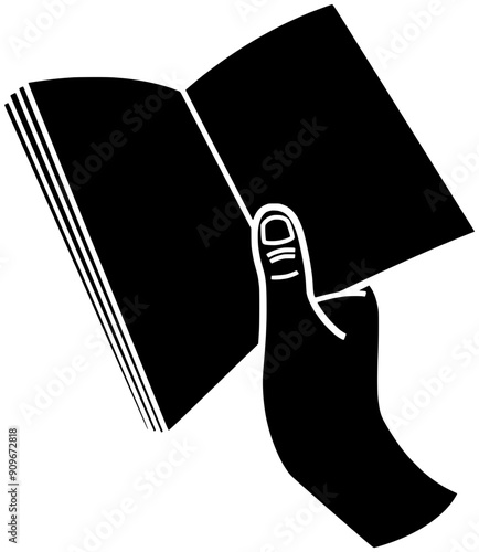 literature illustration literacy silhouette book logo education icon knowledge outline library school read study bookstore reader textbook student hand shape bookworm page notebook for vector graphic