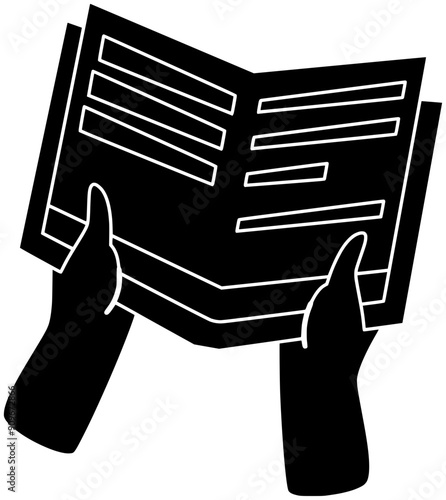 literature illustration literacy silhouette book logo education icon knowledge outline library school read study bookstore reader textbook student hand shape bookworm page notebook for vector graphic