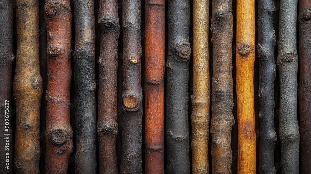 close-up of diverse wooden logs in different colors and textures, nature's palette. Rustic and natural materials concept close-up of diverse wooden logs in different colors and textures, nature's palette. Rustic and natural materials concept