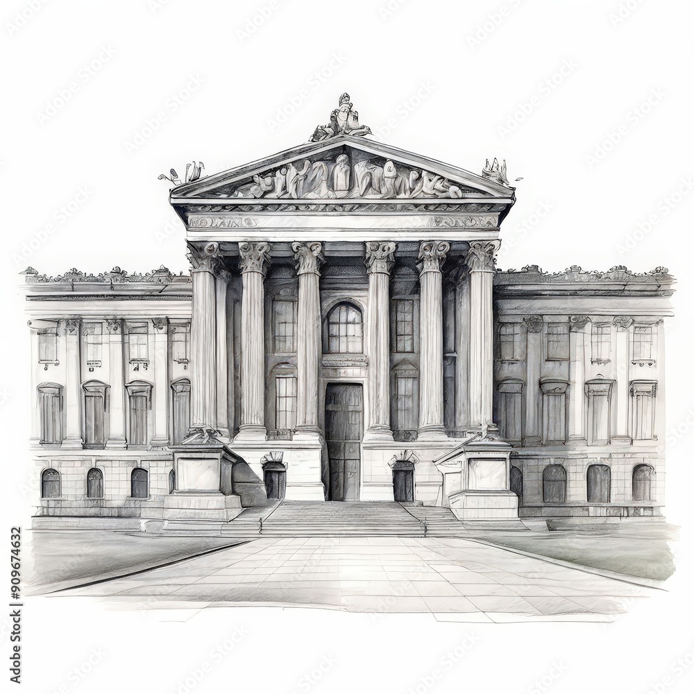 the AI Image Generator, neoclassical building facade with intricate details, grand columns, and arched the AI Image Generator, neoclassical building facade with intricate details, grand columns, and arched