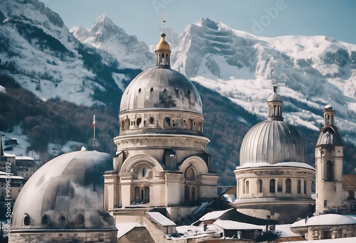 Domes Miage Alps France Alpes The sunny day Europe close Savoie winter Rhone Sky Travel Nature Landscape Snow Forest Sun Mountain Blue Environment Beautiful Rock Tourism Weather photo