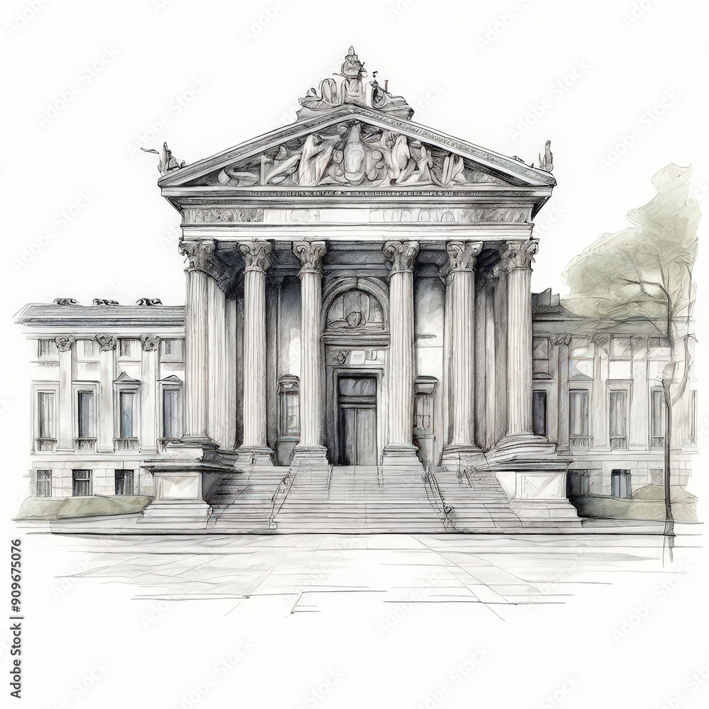 Obraz premium the AI Image Generator, neoclassical building facade with intricate details, grand columns, and arched