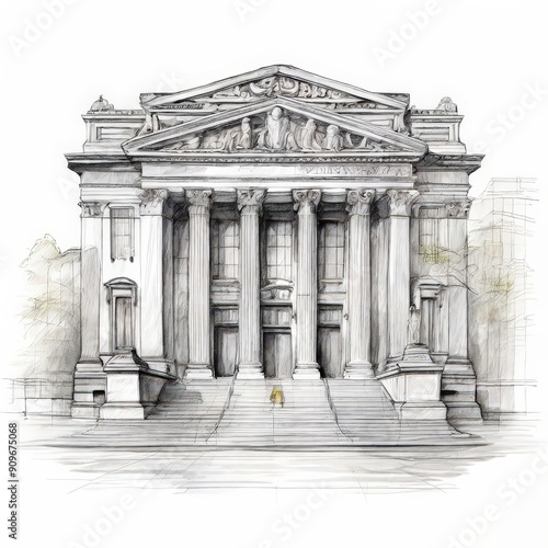 the AI Image Generator  neoclassical building facade with intricate details  grand columns  and arched