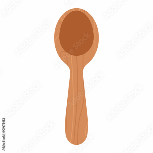 Wooden spoon for ice cream vector cartoon illustration isolated on a white background.