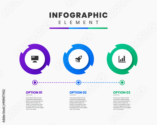 Vector Graphic Infographic Element Design icon templates with 3 options or steps. Can be used for process diagram, presentations, workflow layout, banner, flow chart, infographic.