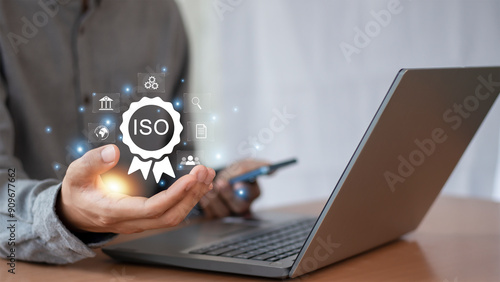 Certification and standards ISO certified business, international standards, quality assurance concept	
