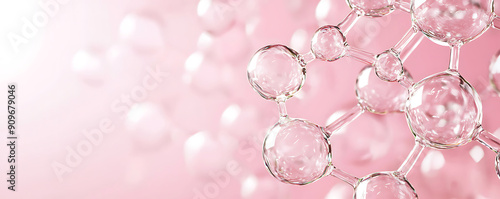 Obraz na płótnie A detailed close-up of a pink molecular structure, representing collagen, retinol, or ceramide used in cosmetic products w salonie