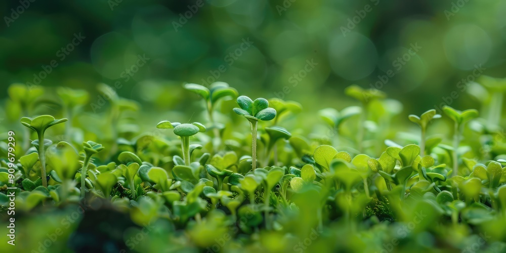 Close microgreen nature plant area. The generation of AI Close microgreen nature plant area. The generation of AI