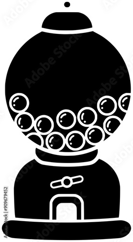 candy illustration ball silhouette machine logo gobstopper icon bubble outline bubblegum gumball gum dispenser chewing toy slot vending food shape chew dispense container for vector graphic background photo