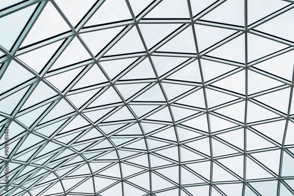 Modern glass ceiling, geometric background, pattern of triangles, diamonds Modern glass ceiling, geometric background, pattern of triangles, diamonds