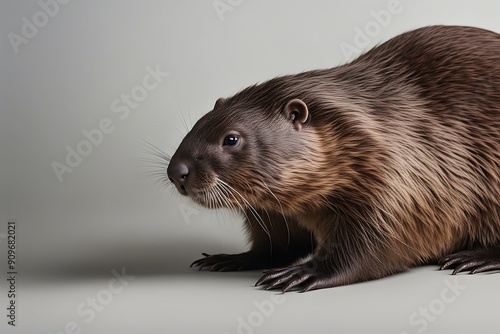 white north isolated american beaver background animal biting small wheel chewing closeup eating mammal nature rodent half face tail photo