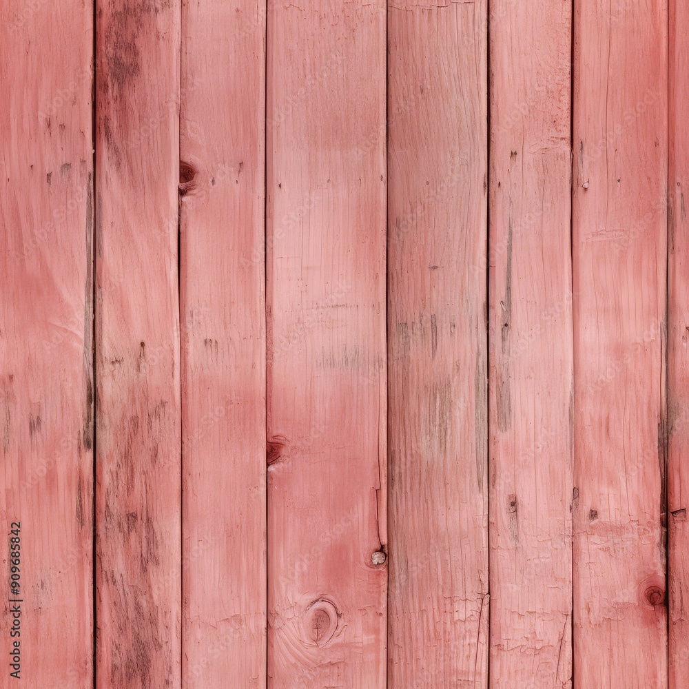 Naklejka premium Pale Red Wood Texture, Shabby Pale Red Wood Background, Seamless Design, Distressed Wood Pattern