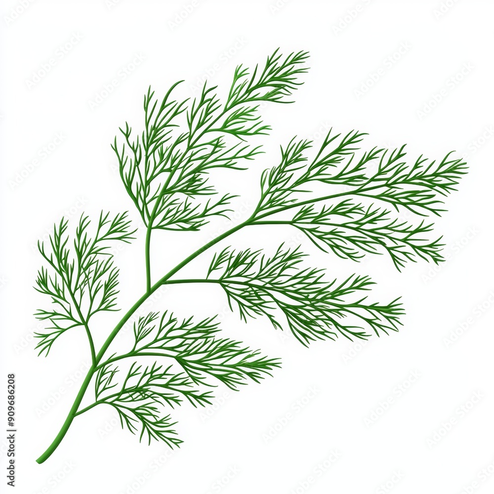 Fresh Dill Branch on White Background for Food or Cosmetic Design Generative AI Fresh Dill Branch on White Background for Food or Cosmetic Design Generative AI
